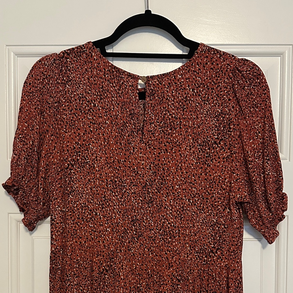 Pinkblush Rust Printed Tiered Maternity Midi Dress - Picture 4 of 4